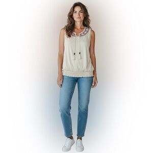 New York Laundry Embroidered Boho Tank Top
